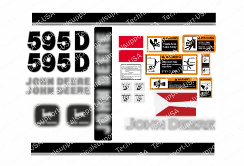 Decal Set for John Deere 595D Excavator Vinyl Sticker