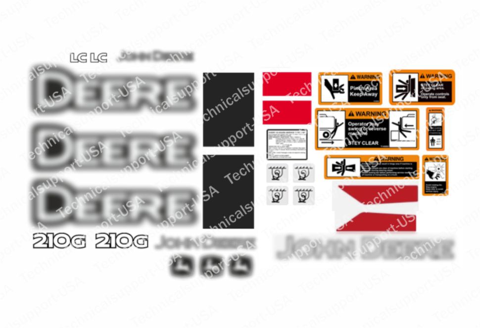 Decal Set for John Deere 210G Excavator Vinyl Sticker