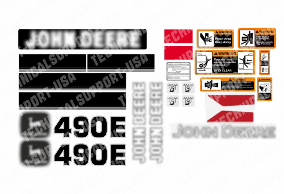 Decal Set for John Deere 490E Excavator Vinyl Sticker