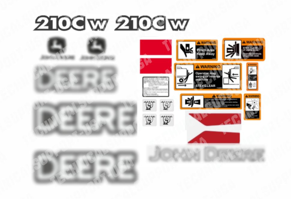 Decal Set for John Deere 210CW Excavator Vinyl Sticker