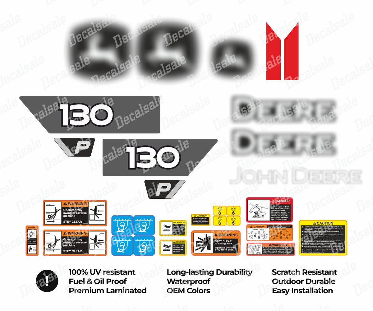 Decal Set for John Deere 130P Excavator Vinyl Sticker
