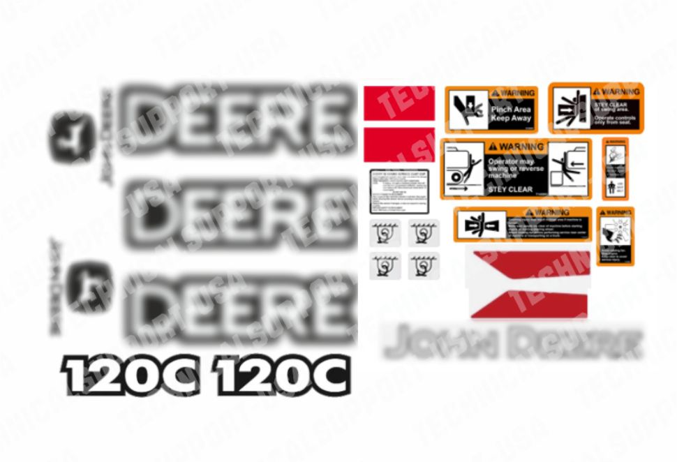 Decal Set for John Deere 120C Excavator Vinyl Sticker