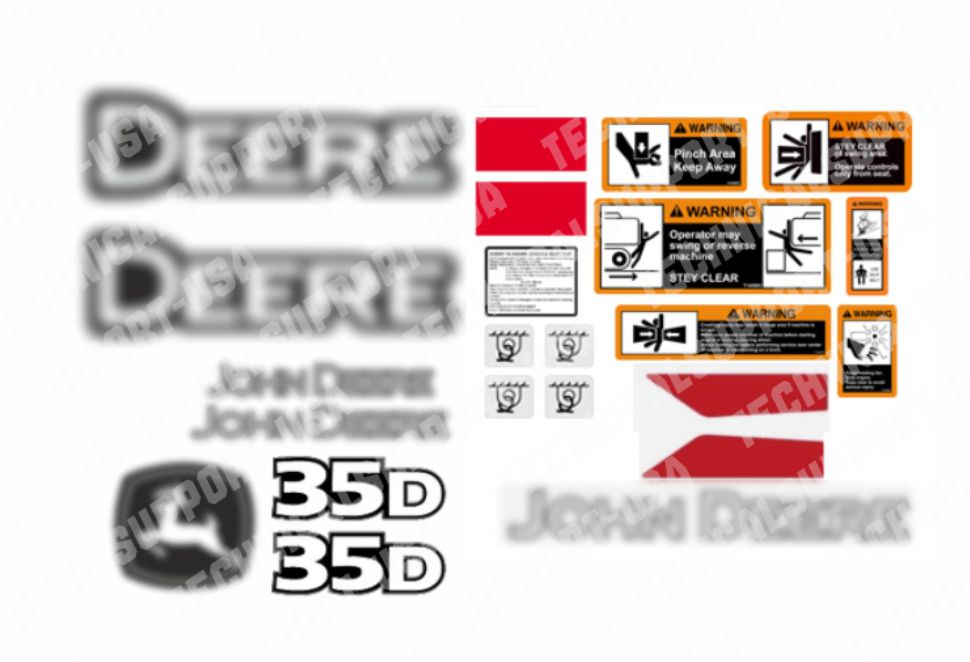 Decal Set for John Deere 35D Excavator Vinyl Sticker