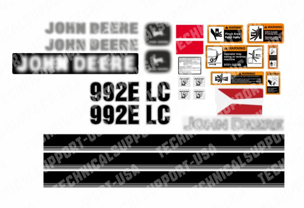 Decal Set for John Deere 992ELC Excavator Vinyl Sticker
