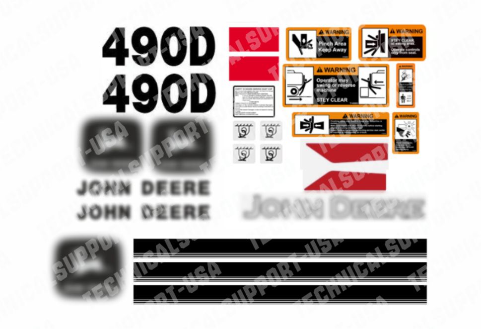 Decal Set for John Deere 490D Excavator Vinyl Sticker
