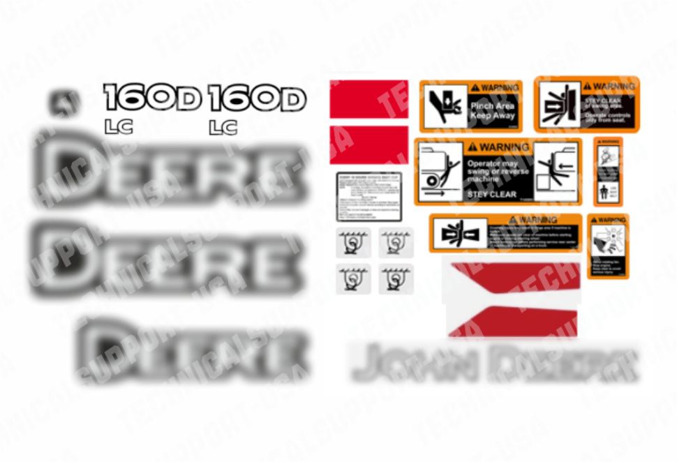 Decal Set for John Deere 160DLC Excavator Vinyl Sticker
