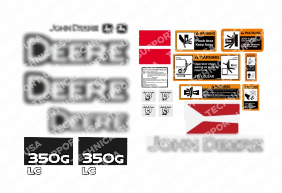 Decal Set for John Deere 350GLC Excavator Vinyl Sticker