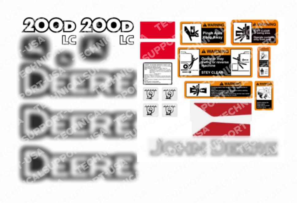 Decal Set for John Deere 200DLC Excavator Vinyl Sticker