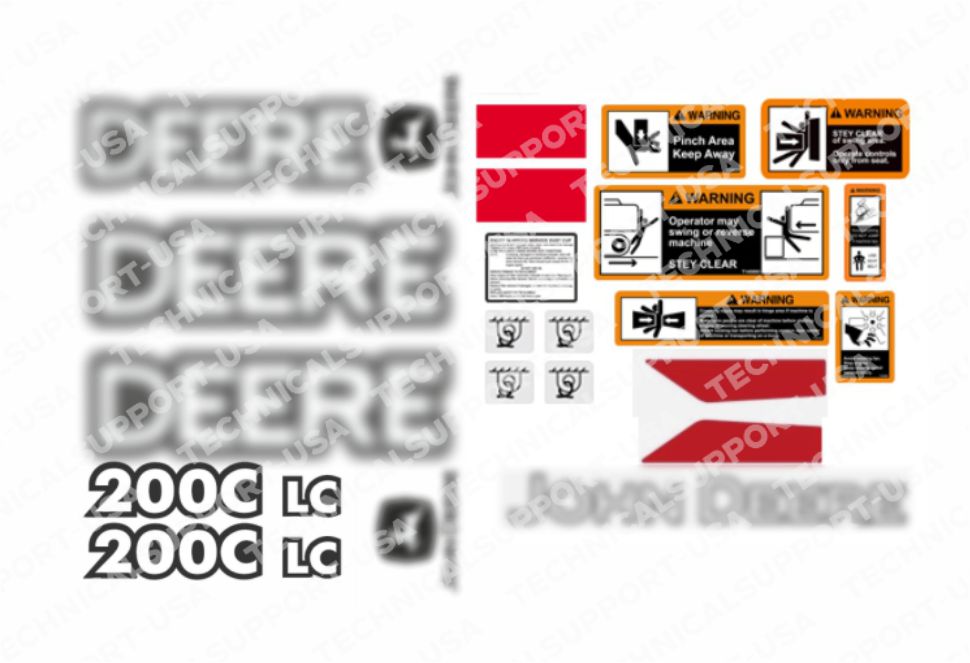 Decal Set for John Deere 200CLC Excavator Vinyl Sticker