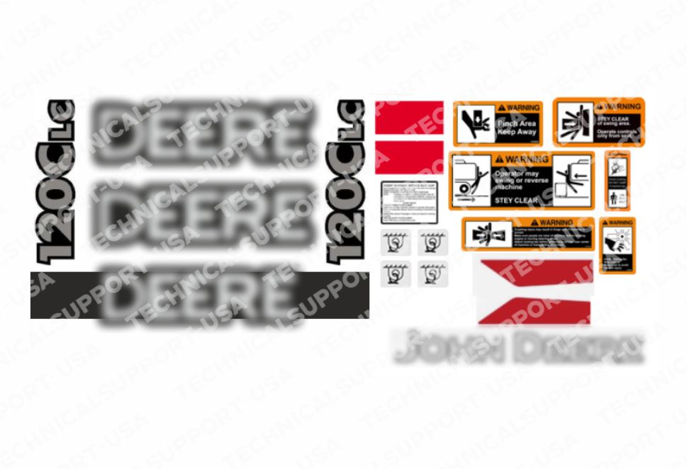 Decal Set for John Deere 120C Excavator Vinyl Sticker