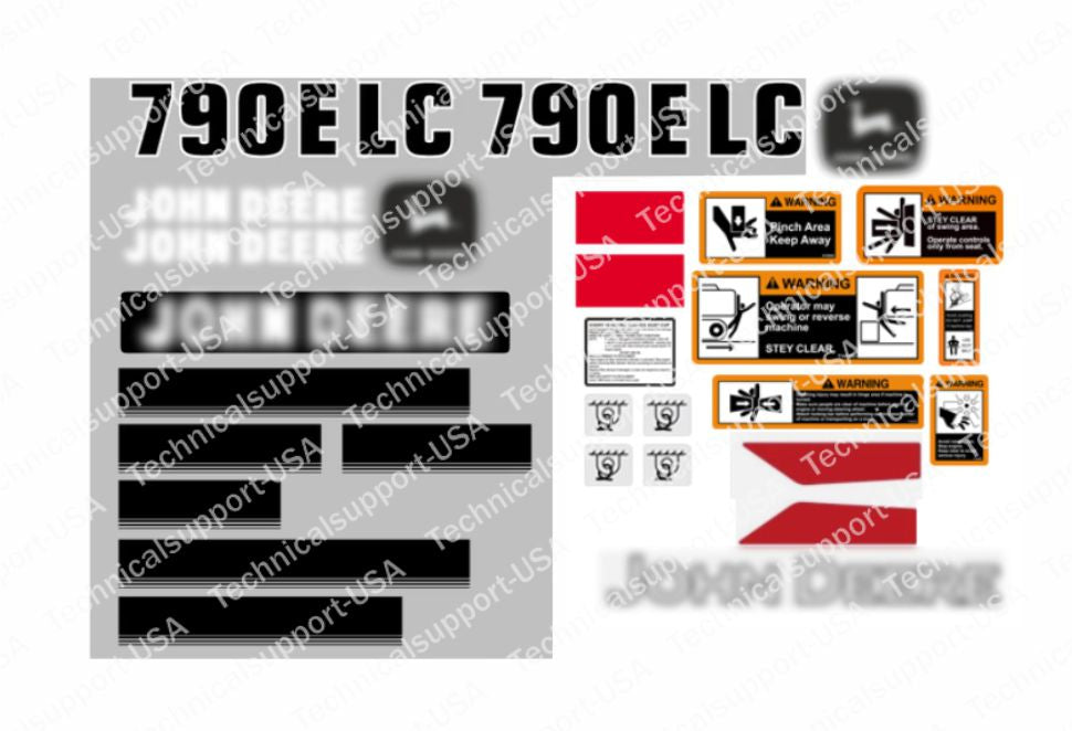 Decal Set for John Deere 790ELC Excavator Vinyl Sticker