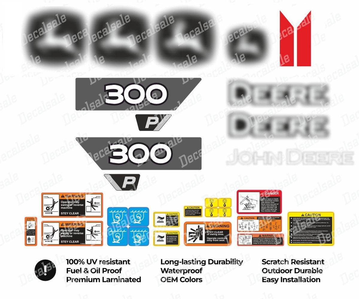Decal Set for John Deere 300P Excavator Vinyl Sticker