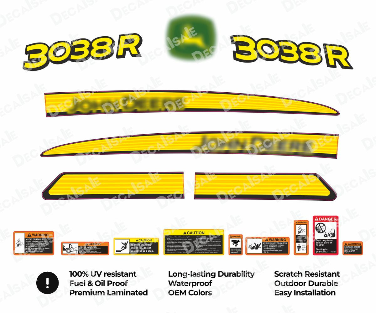3038R tractor decal kit for John Deere