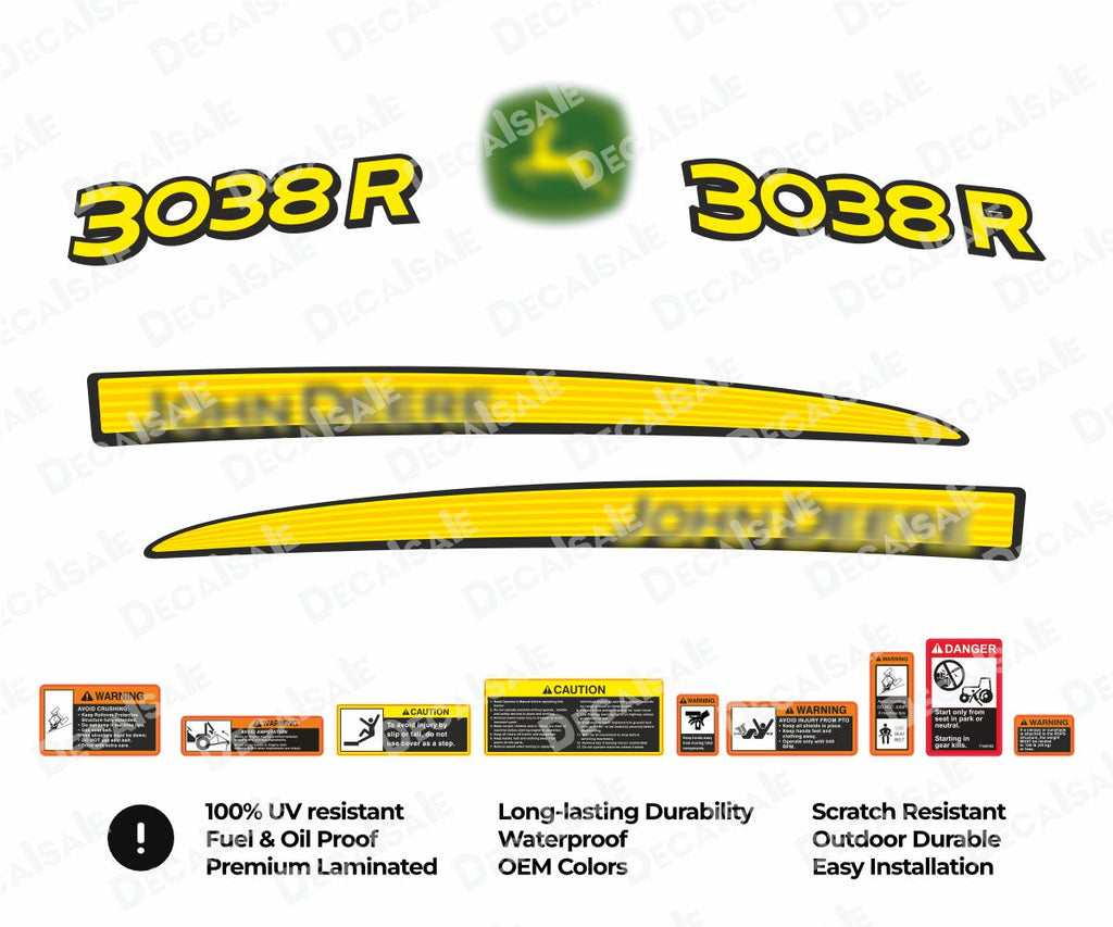 3038R tractor decal kit for John Deere