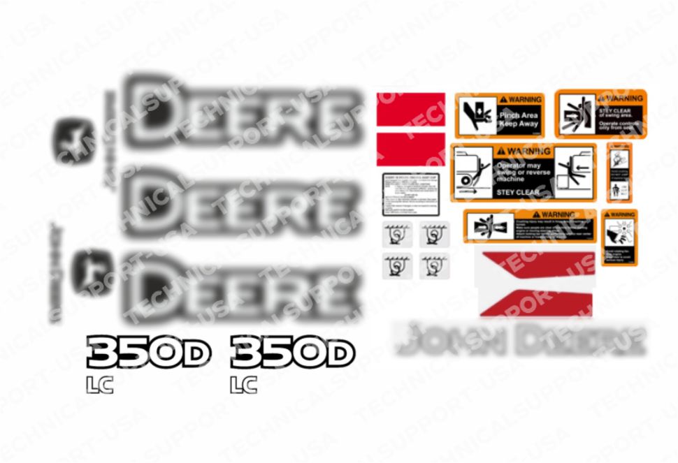 Decal Set for John Deere 350DLC Excavator Vinyl Sticker