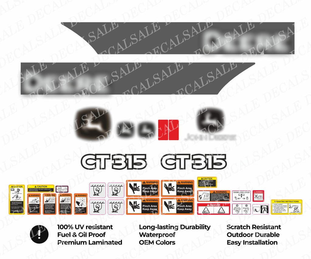 Decal Set for John Deere CT315 Track Loader Vinyl Sticker