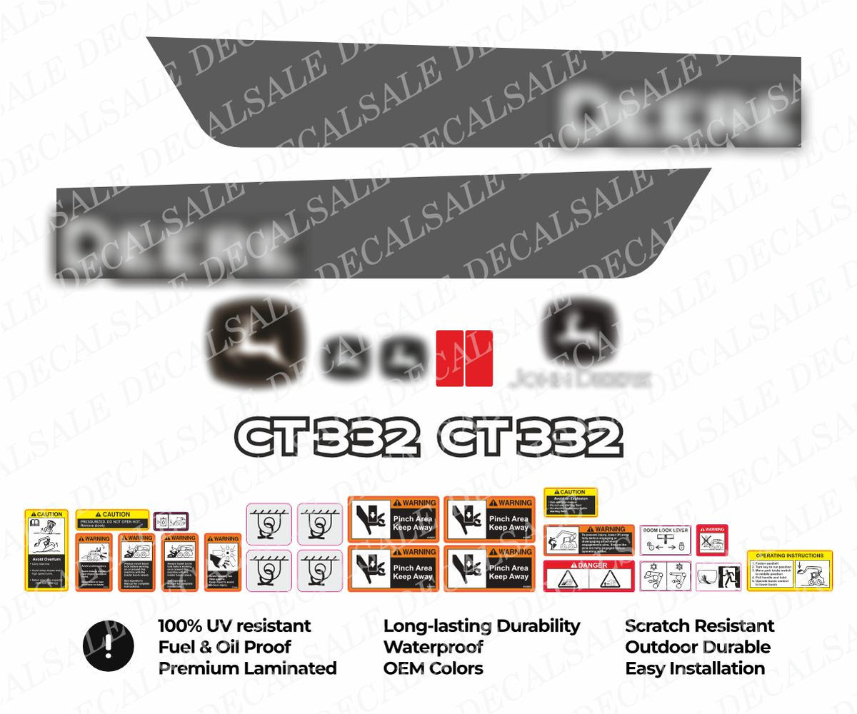 Decal Set for John Deere CT332 Track Loader Vinyl Sticker