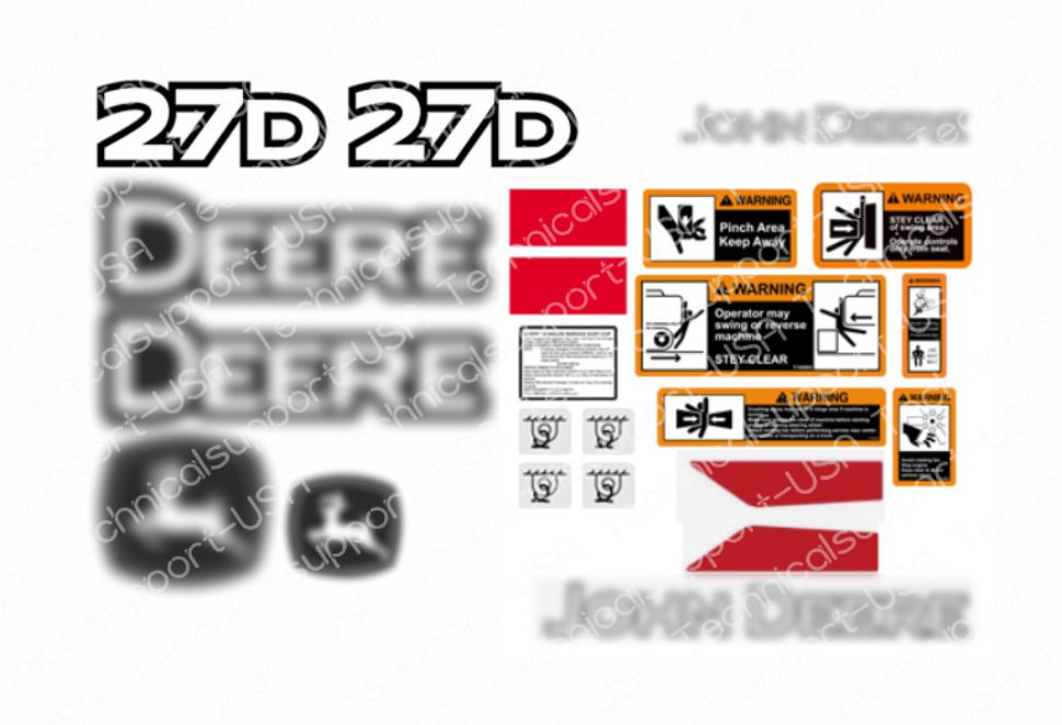 Decal Set for John Deere 27D Excavator Vinyl Sticker