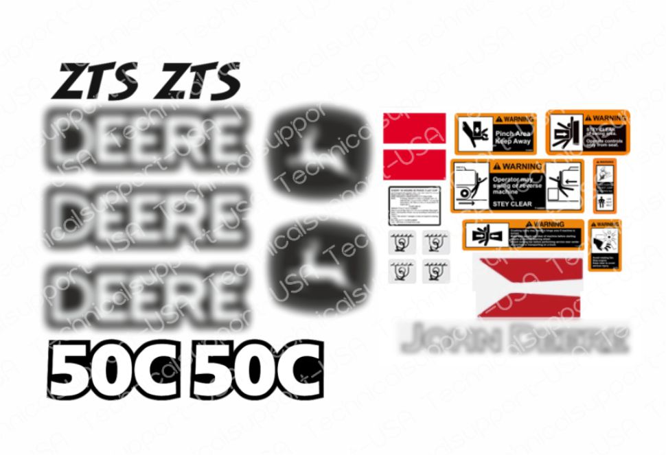 Decal Set for John Deere 50C ZTS Excavator Vinyl Sticker
