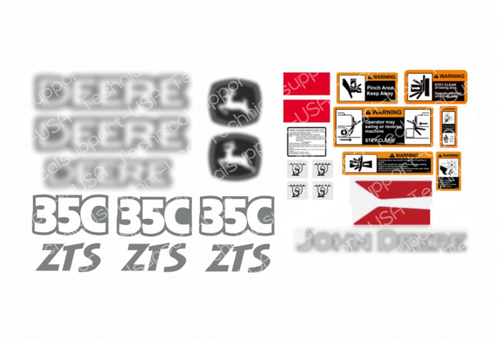 Decal Set for John Deere 35C ZTS Excavator Vinyl Sticker
