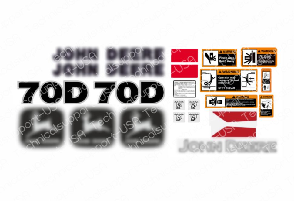 Decal Set for John Deere 70D Excavator Vinyl Sticker