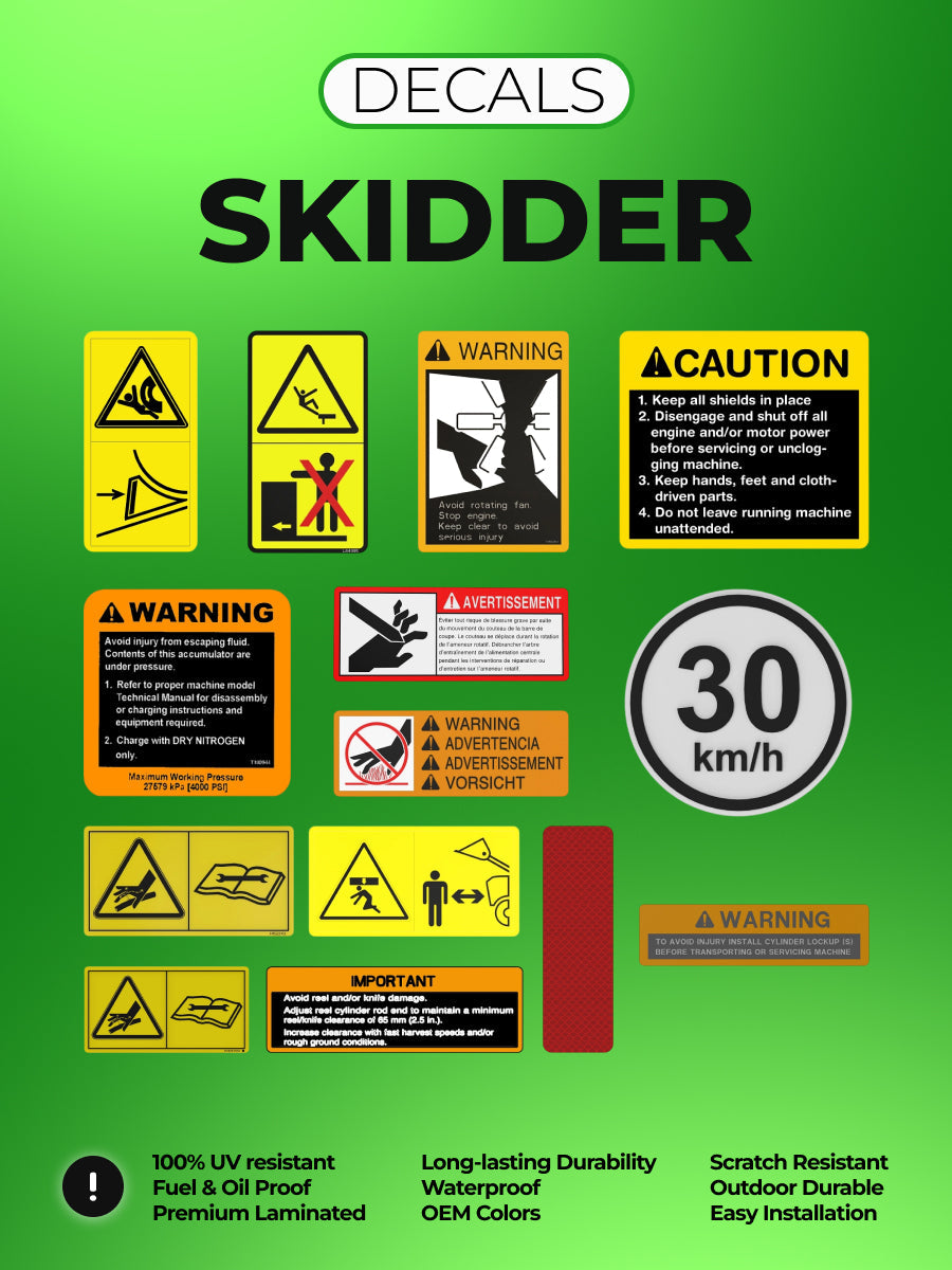 Restore the look of your Skidder 848L-III laminated decal set for John Deere