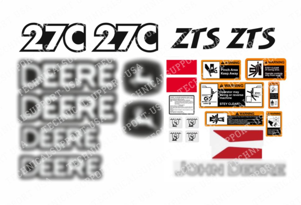 Decal Set for John Deere 27C ZTS Excavator Vinyl Sticker