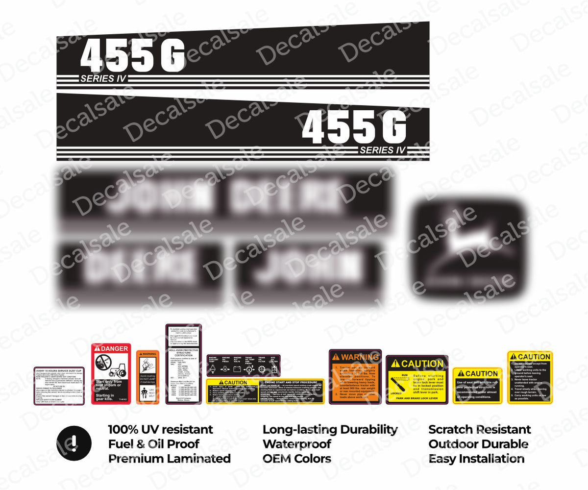 Decal Set for John Deere 455G Dozer Vinyl Sticker