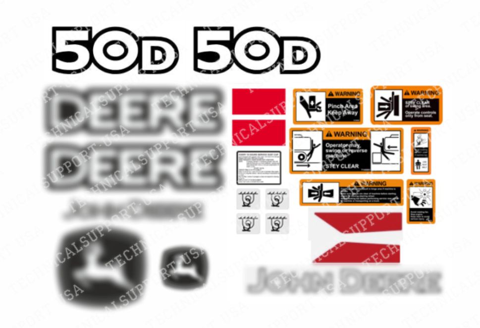 Decal Set for John Deere 50D Excavator Vinyl Sticker