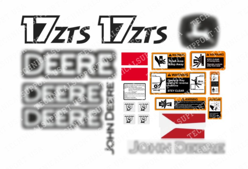 Decal Set for John Deere 17ZTS Excavator Vinyl Sticker