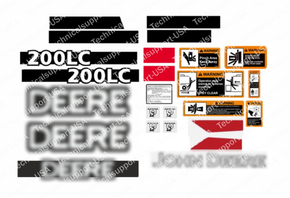 Decal Set for John Deere 200LC Excavator Vinyl Sticker