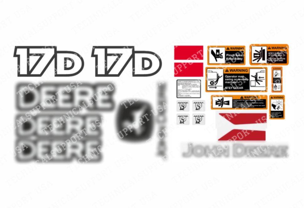 Decal Set for John Deere 17D Excavator Vinyl Sticker