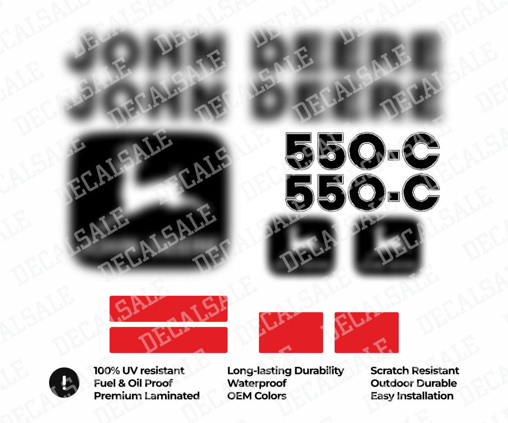 Laminate External Decal Set for John Deere 550C Bulldozer Vinyl Label Sticker Kit