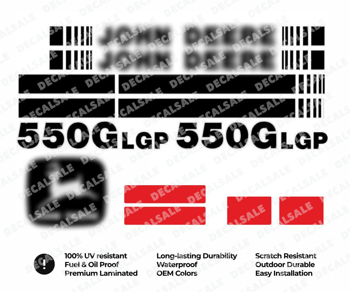Decal Set for John Deere 550G LGP Dozer Vinyl Label Sticker Kit