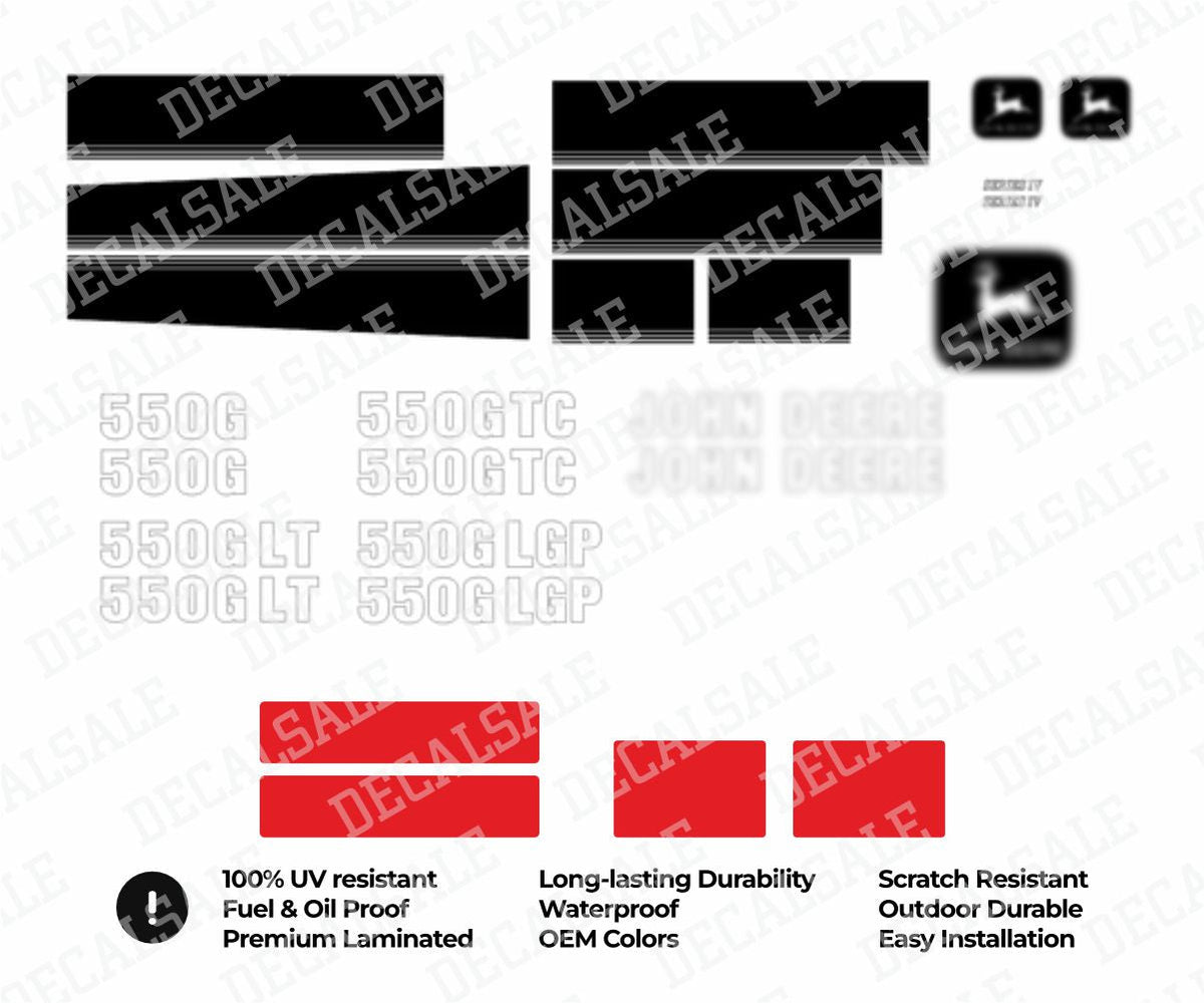 550G LT LGP TC Dozer Vinyl Decal Set for John Deere