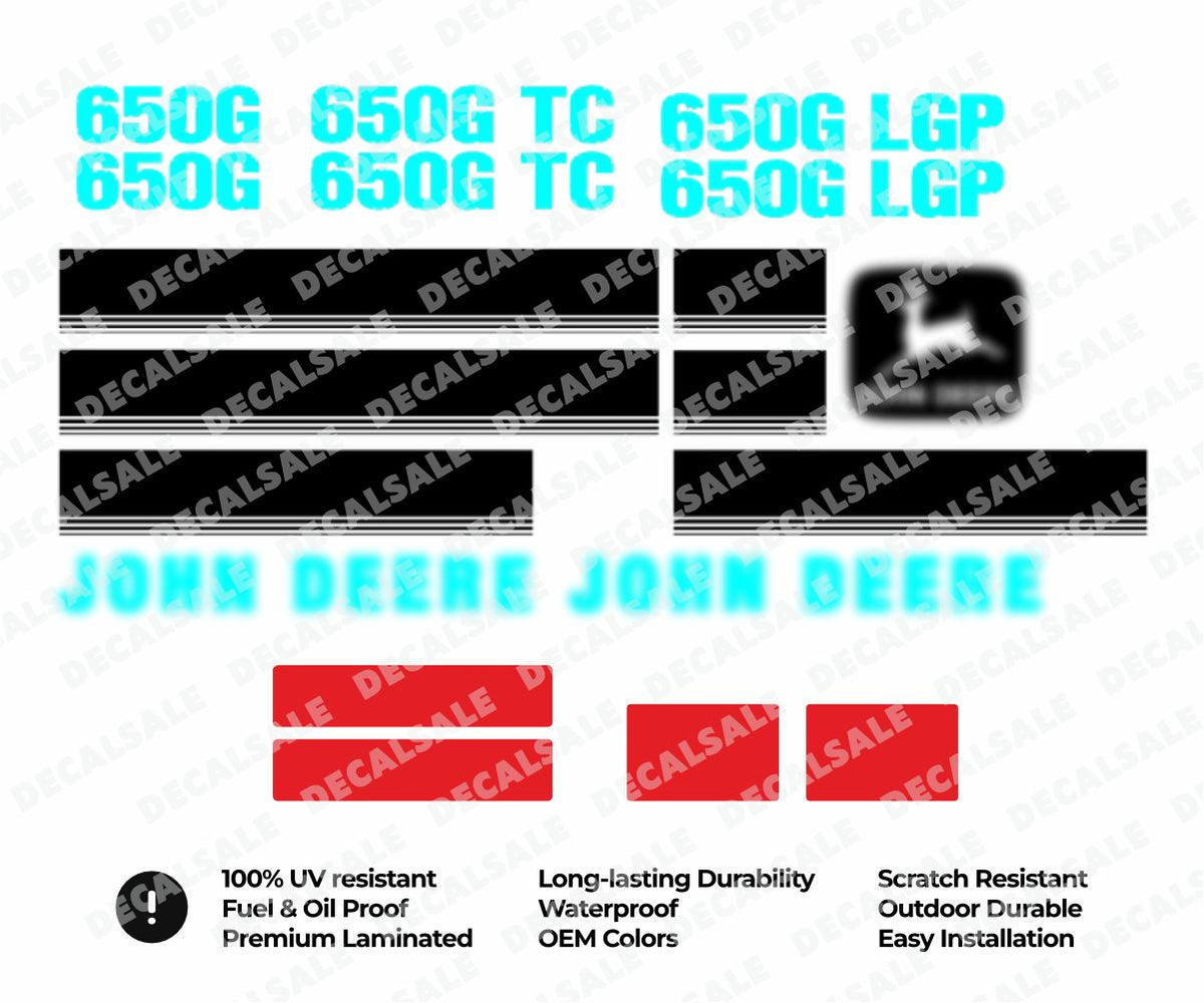650G TC LGP Dozer Vinyl Decal Set for John Deere