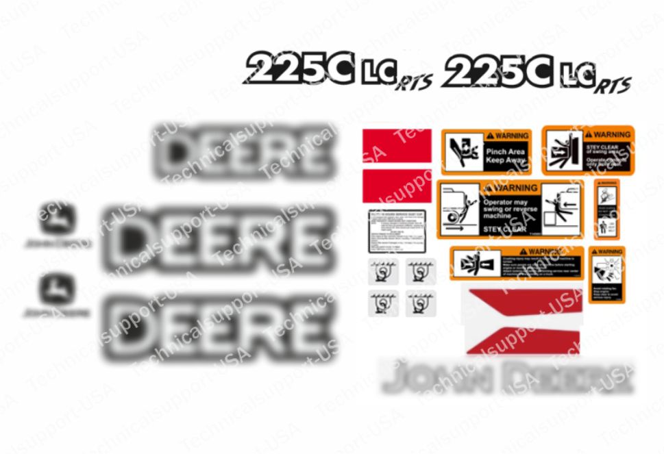 Decal Set for John Deere 225CLC RTS Vinyl Sticker