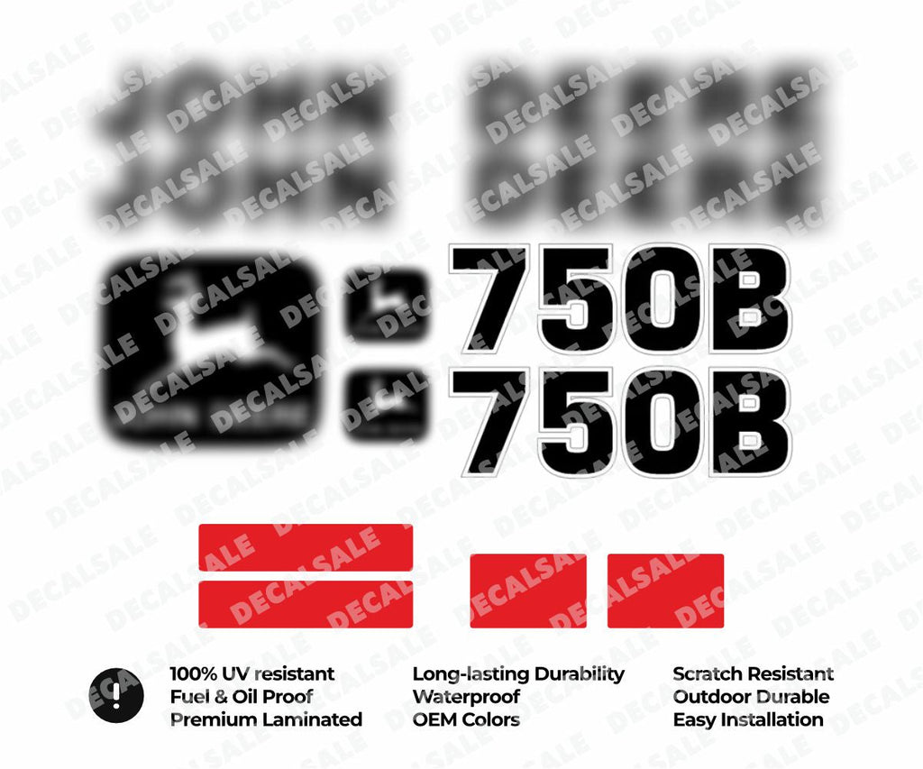 Decal Set for John Deere 750B LT Bulldozer Vinyl Label Sticker