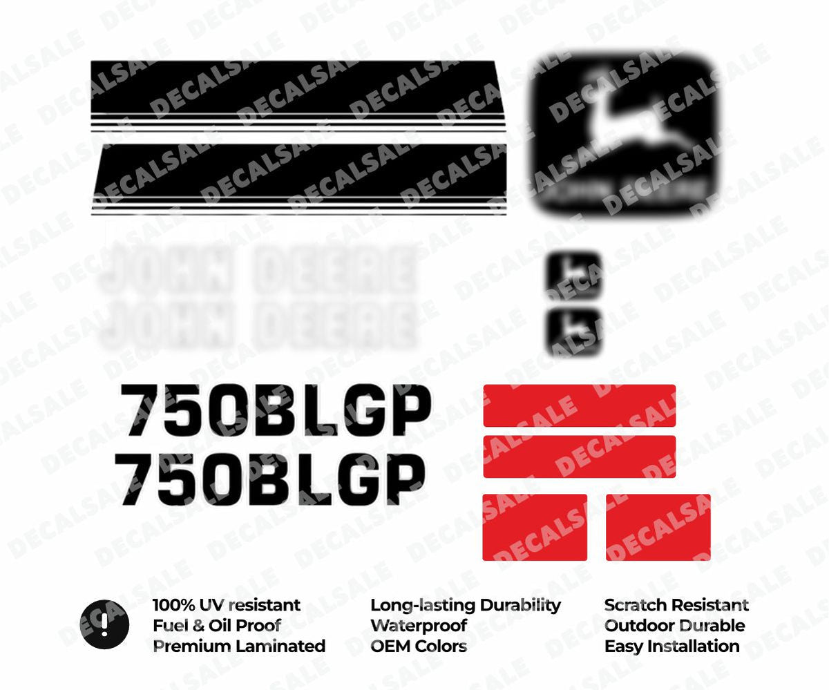 Laminated External Decal Set for John Deere 750B LGP Bulldozer Vinyl Label Sticker