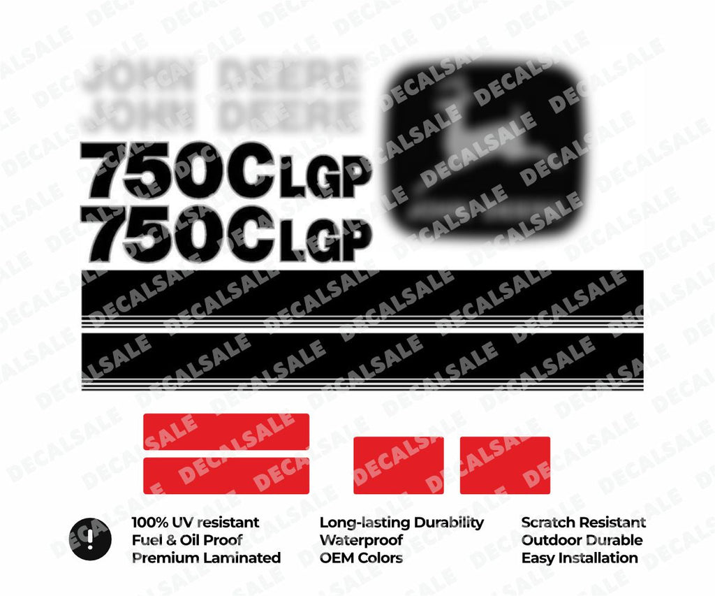 750C LGP Bulldozer Vinyl Decal Set for John Deere