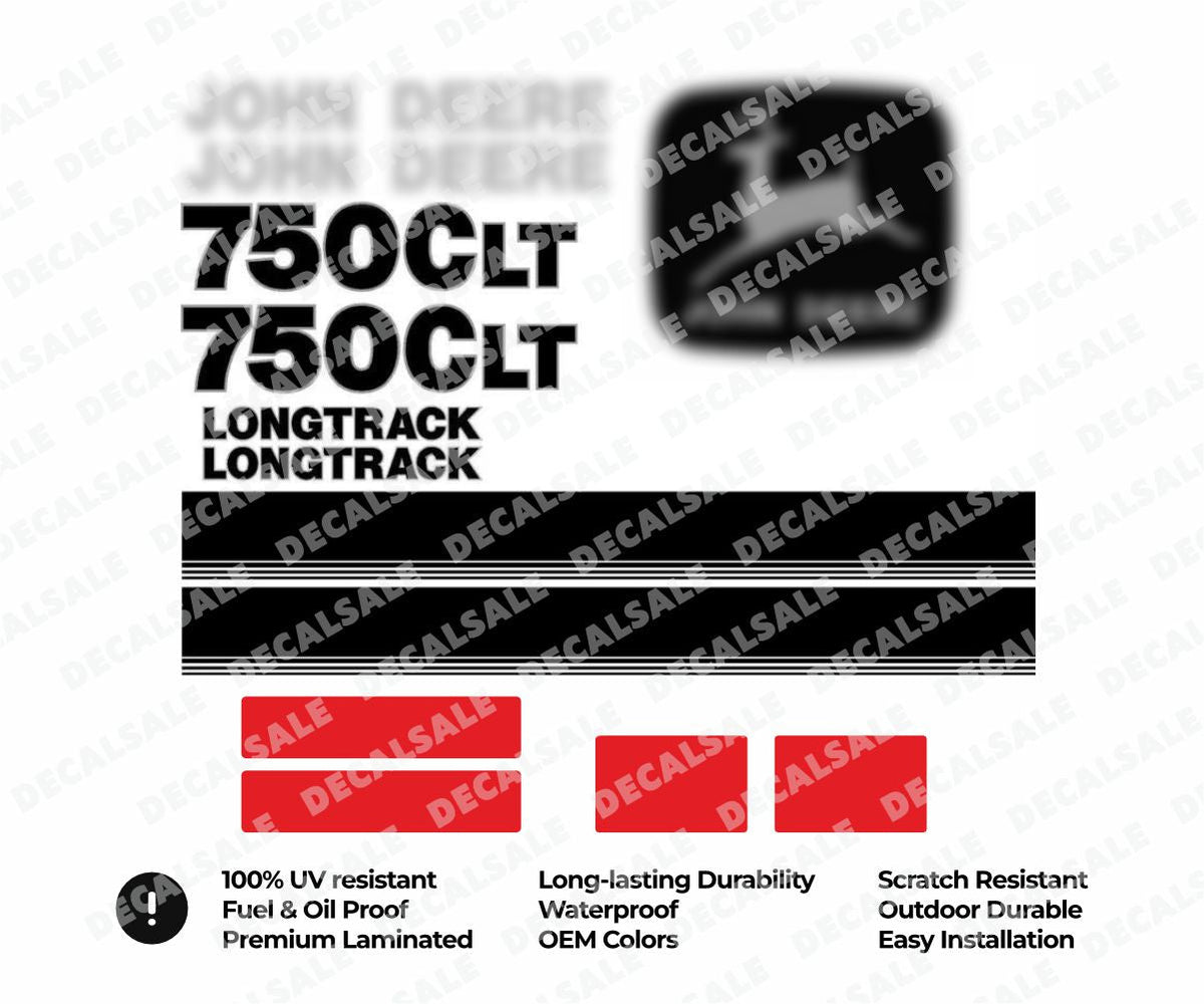 Laminated External Decal Set for John Deere 750C LT Bulldozer Vinyl Label Sticker