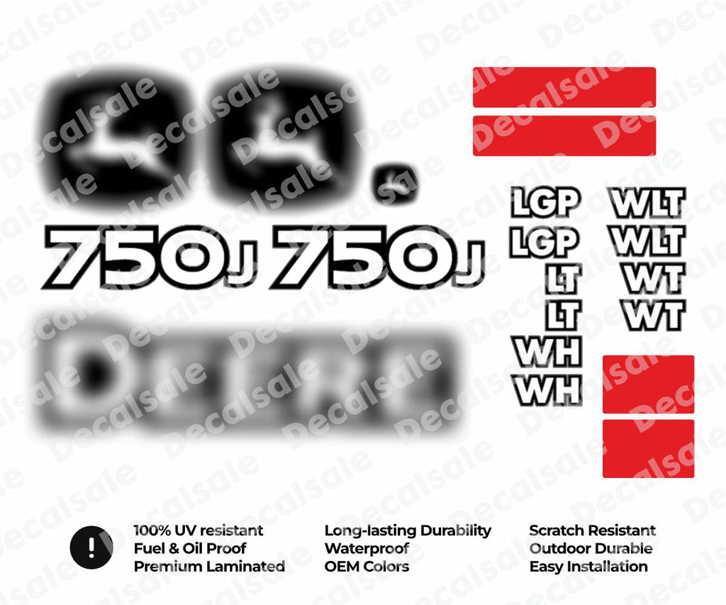 Decal Set for John Deere 750J Crawler Dozer Vinyl Sticker