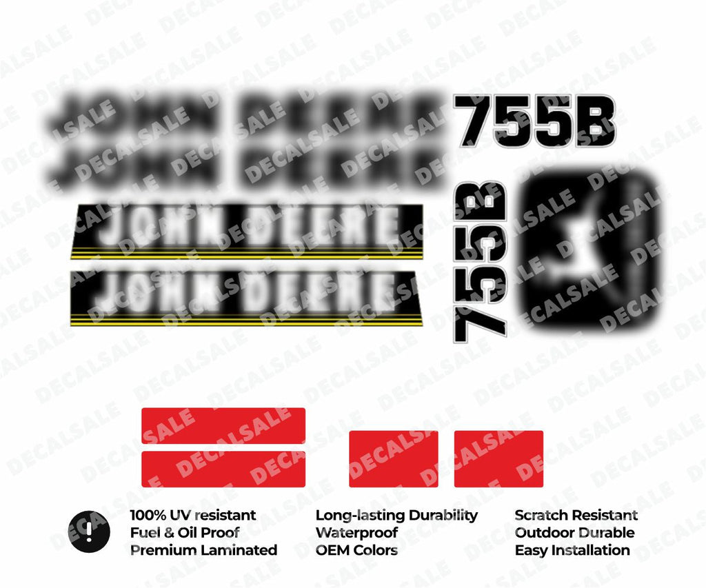 Decal Set for John Deere 755B Loader Vinyl Sticker