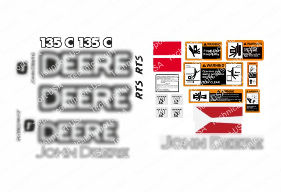 Decal Set for John Deere 135C RTS Excavator Vinyl Sticker