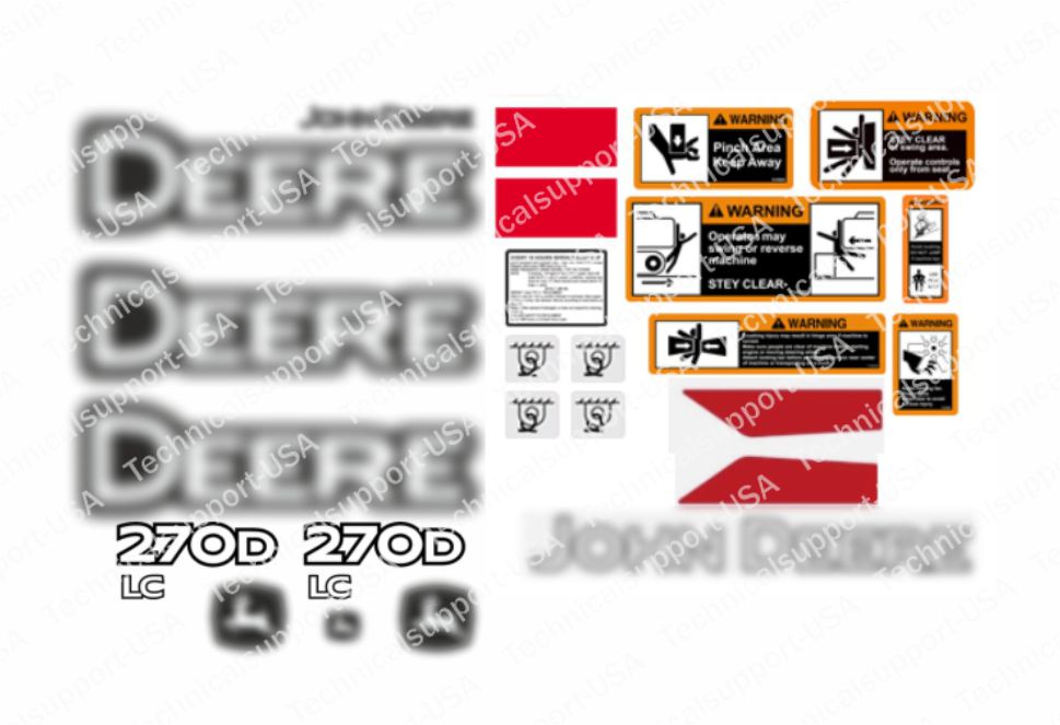 Decal Set for John Deere 270DLC Excavator Vinyl Sticker