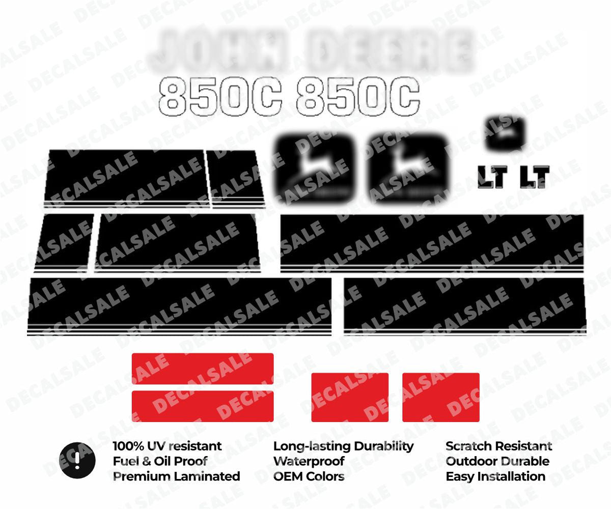 Laminated External Decal Set for John Deere 850C LT Bulldozer Vinyl Label Sticker