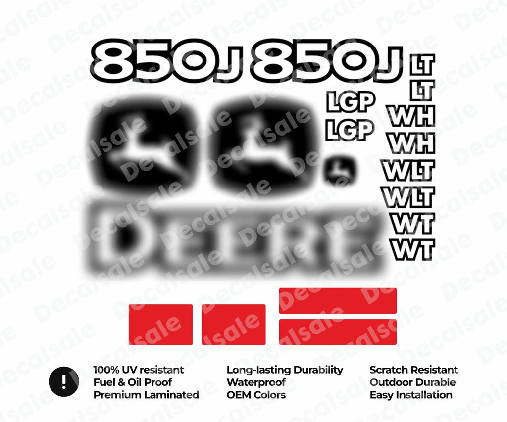 Decal Set for John Deere 850J-II Dozer Vinyl Sticker