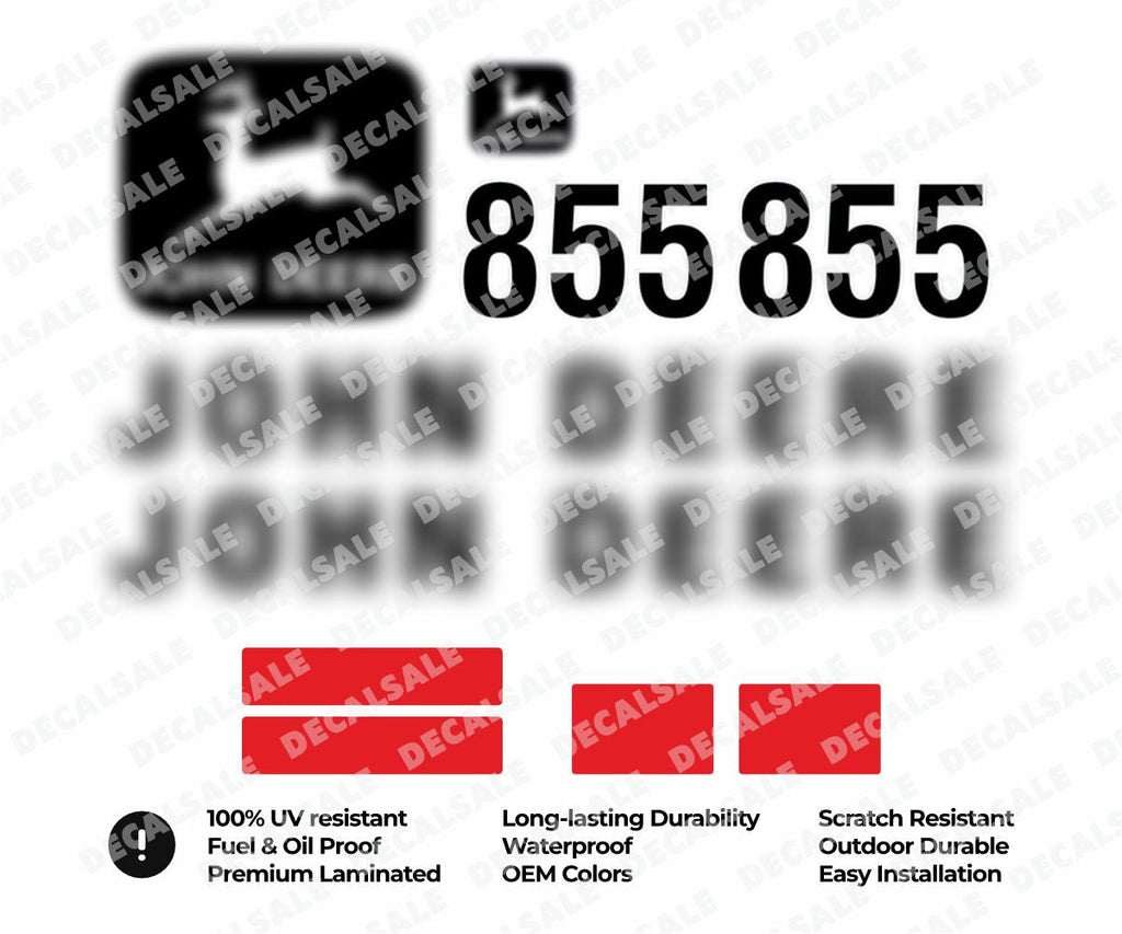 New Laminated Decal Set for John Deere 855 Dozer Hood Vinyl External Sticker Kit