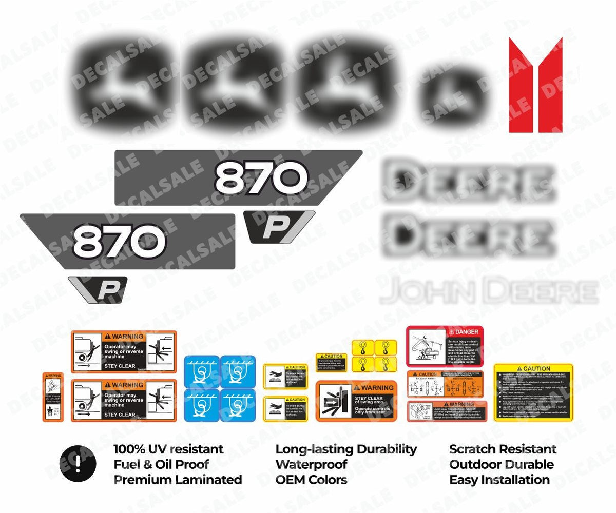 Decal Set for John Deere 870 P 870P Excavator Label