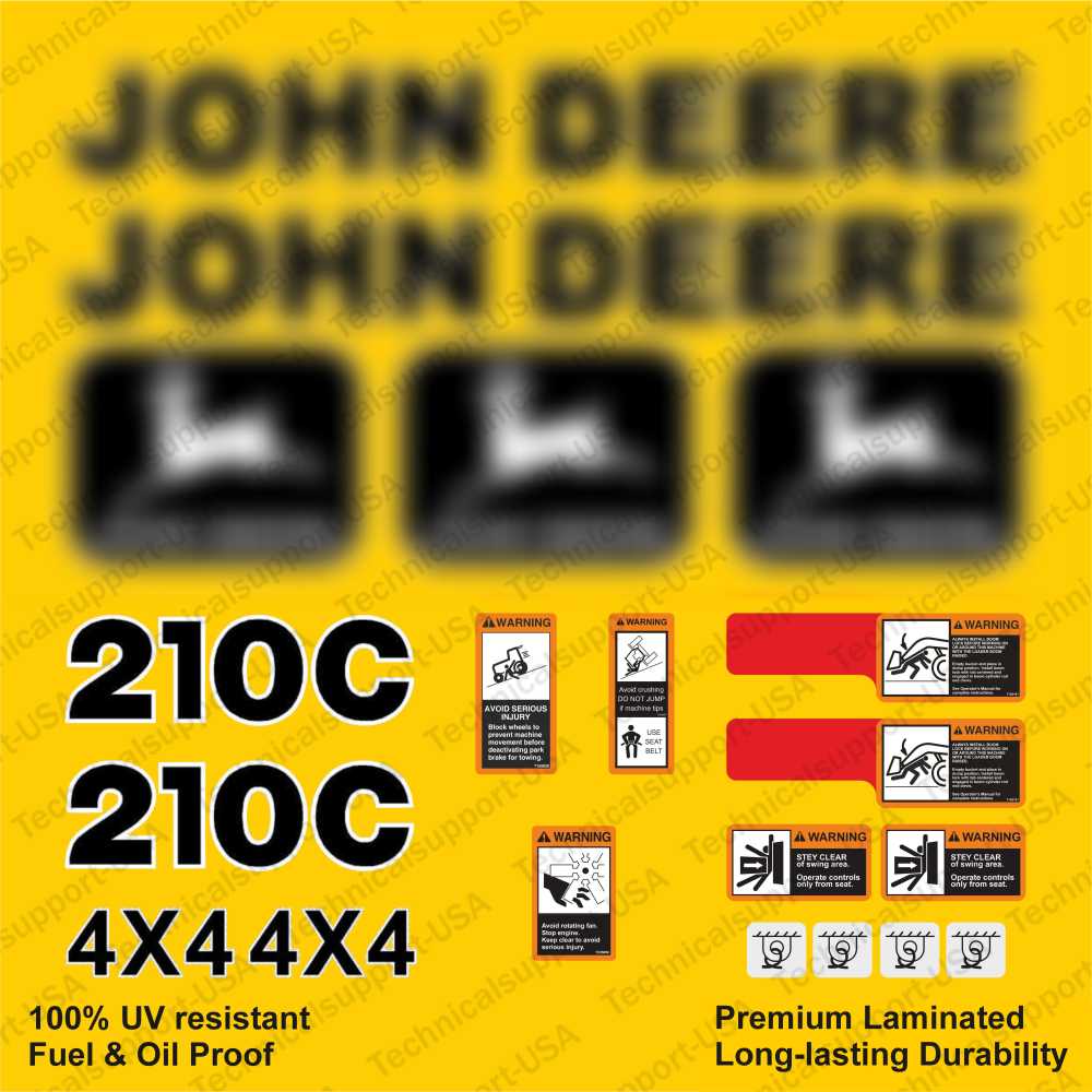 Decal Set for John Deere 210C Loader Vinyl Sticker